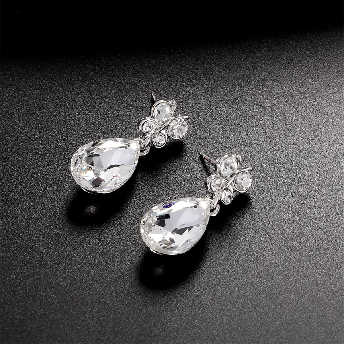 Crystal & Cubic Zirconia Butterfly Drop Earrings & Necklace Set