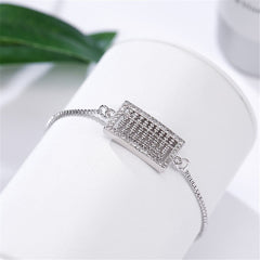 Cubic Zirconia & Silver-Plated Abacus Charm Adjustable Bracelet
