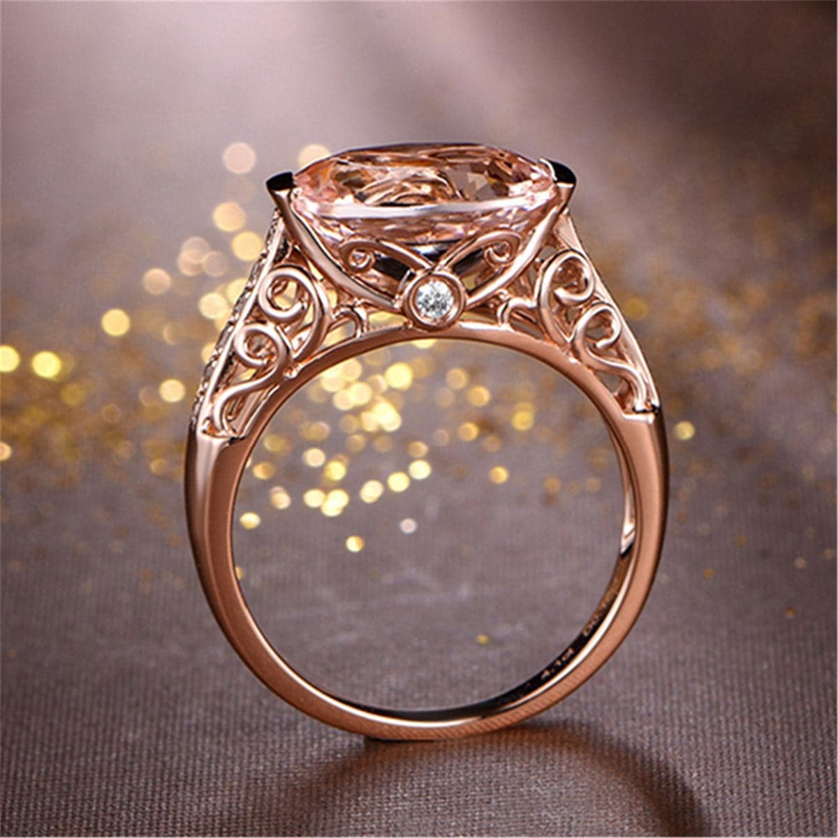 Cubic Zirconia & 18k Rose Gold-Plated Oval Eternity Ring - streetregion