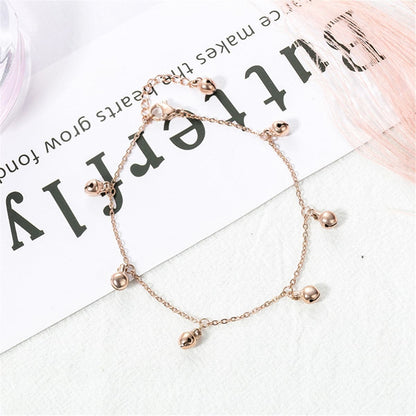18K Rose Gold-Plated Bell Station Anklet, rose gold anklet bracelet, elegant gift for her, lifestyle look