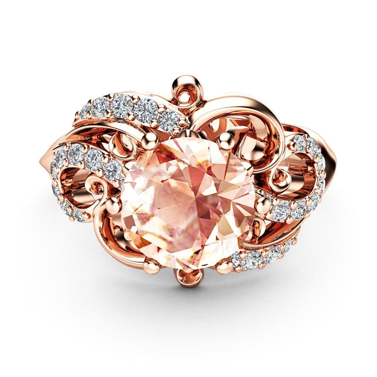 Champagne Crystal & cubic zirconia Filigree Floral Ring - streetregion