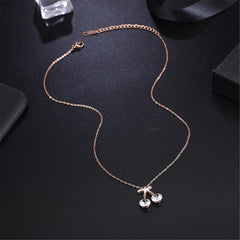 cubic zirconia & 18k Rose Gold-Plated Cherry Pendant Necklace - streetregion