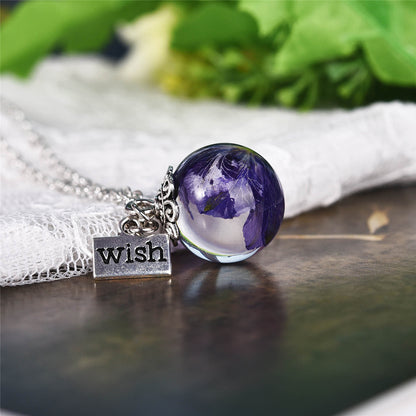 Delphinium Wish Pendant Necklace, pendant necklace for women, elegant gift for her, front view
