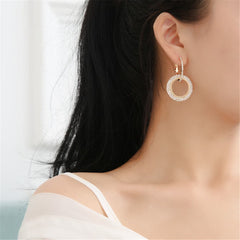 cubic zirconia & 18K Gold-Plated Interlock Circle Drop Earrings - streetregion