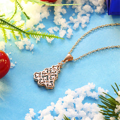 Cubic Zirconia & 18K Rose Gold-Plated Filigree Tree Pendant Necklace