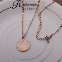 18k Rose Gold-Plated Swiss Franc Pendant Necklace - streetregion