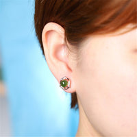Jade & 18K Rose Gold-Plated Halo Ribbon Botany Stud Earrings