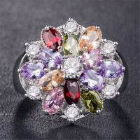 Cubic Zirconia & Crystal Sunflower Ring