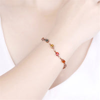 Yellow & Red Crystal & 18k Rose Gold-Plated Oval Station Bracelet
