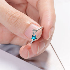 Blue Crystal & cubic zirconia Star Bypass Ring - streetregion