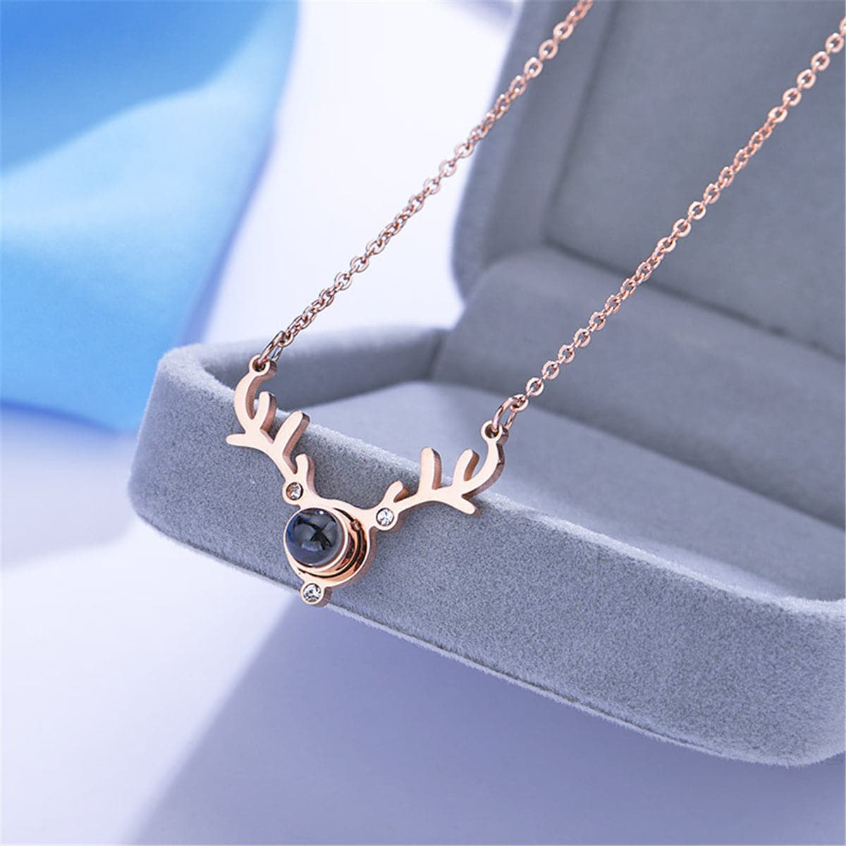 Cubic Zirconia & Crystal Antler Pendant Necklace