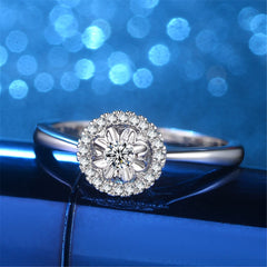 Cubic Zirconia & Silver-Plated Flower Ring