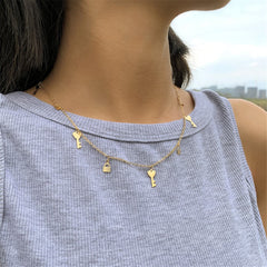 18K Gold-Plated Key Lock Station Choker Necklace