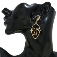 18k Gold-Plated Hollow Face Drop Earrings - streetregion