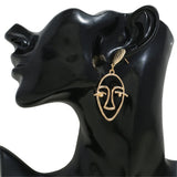 18k Gold-Plated Hollow Face Drop Earrings - streetregion