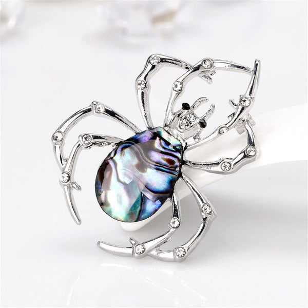 Cubic Zirconia & Abalone Shell Spider Brooch