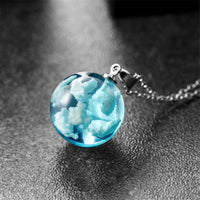 Blue Resin & Silvertone Cloud Pendant Necklace