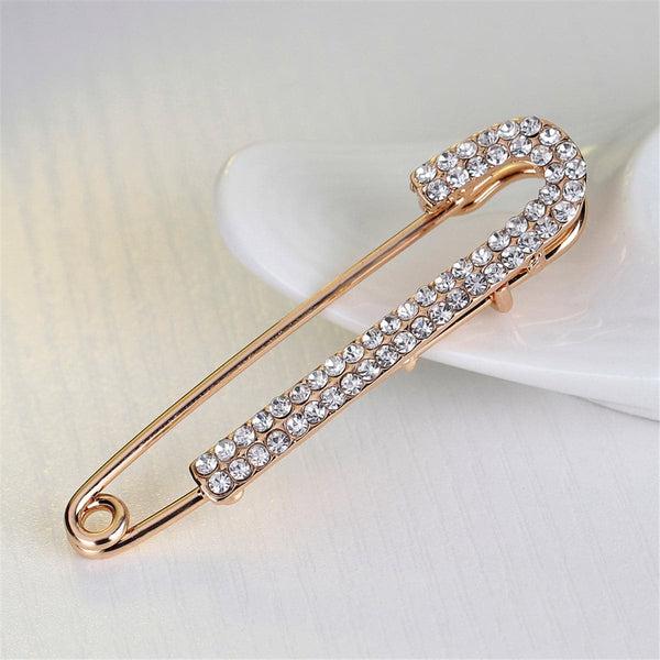 Cubic Zirconia & 18k Gold-Plated Pin Brooch