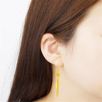 Goldtone Flower Tassel Drop Earrings