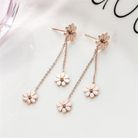 18k Rose Gold-Plated Triple Flower Drop Earring