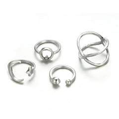 Cubic Zirconia & Silver-Plated X Celestial Bypass Ring Set