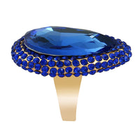 Blue Crystal & cubic zirconia Adjustable Teardrop Ring - streetregion
