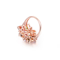 Red Crystal & 18K Rose Gold-Plated Flower Band Ring