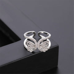 Cubic Zirconia Butterfly Cuff Ring