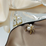 Pearl & 18k Gold-Plated Spider Stud Earrings
