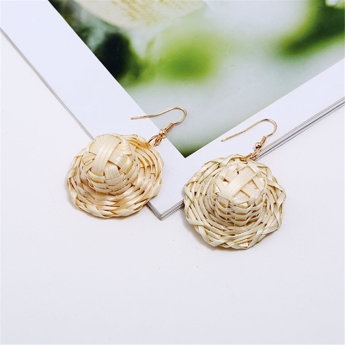 18K Gold-Plated Rattan Hat Drop Earrings