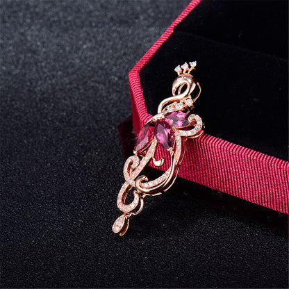 Red Crystal and Cubic Zirconia Pear-Cut Peacock Pendant Necklace, pendant necklace for women, lifestyle look