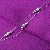 Fine Silver-Plated Triple Bead Station Anklet
