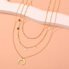 18K Gold-Plated Sequin & Moon Necklace Set