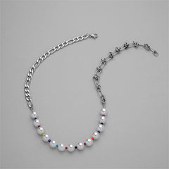 Pearl & Multi-Color Howlite Figaro Chain Necklace