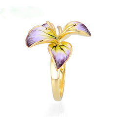 Purple & 18K Gold-Plated Flower Ring