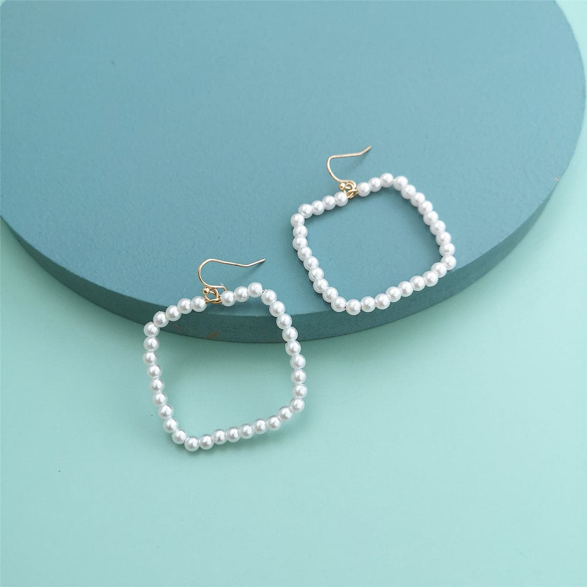 Pearl & 18K Gold-Plated Open Square Drop Earrings