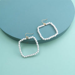 Pearl & 18K Gold-Plated Open Square Drop Earrings