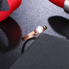 Cubic Zirconia & 18K Rose Gold-Plated Round-Cut Ring