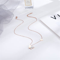Cubic Zirconia & 18k Rose Gold-Plated Butterfly Pendant Necklace