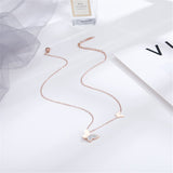 Cubic Zirconia & 18k Rose Gold-Plated Butterfly Pendant Necklace