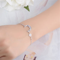 Blue Crystal & Silver-Plated Star & Crescent Moon Bracelet - streetregion