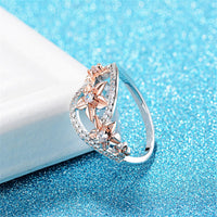 Crystal & Cubic Zirconia Link Floral Ring