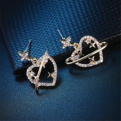 Cubic Zirconia & 18K Gold-Plated Heart Star Drop Earrings