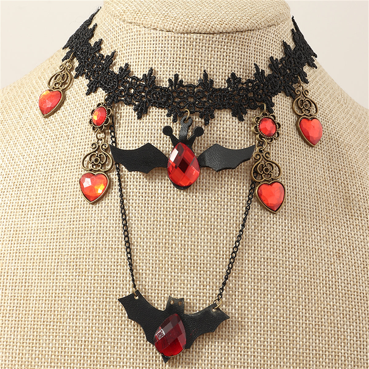 Red & Black Bat Choker Necklace