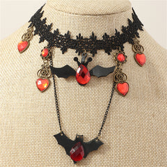 Red & Black Bat Choker Necklace