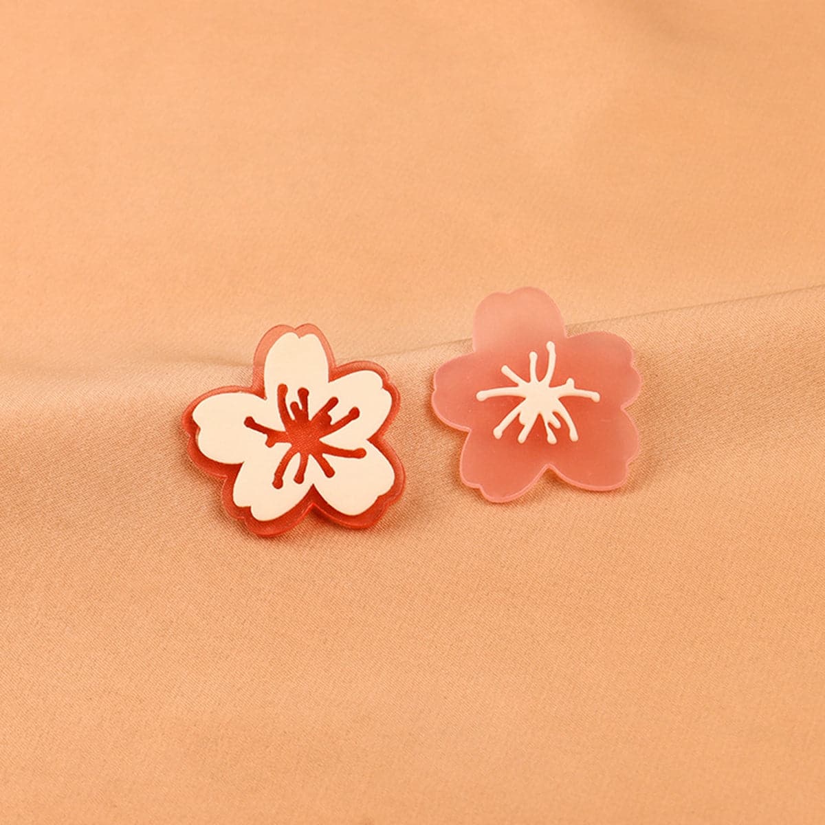 Pink Acrylic & 18K Gold-Plated Cherry Blossom Asymmetrical Stud Earrings