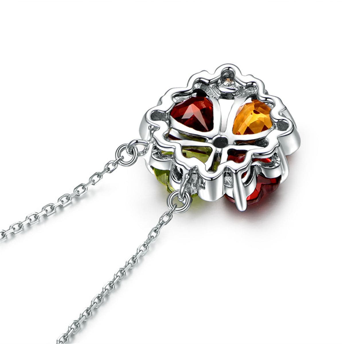 Red Cubic Zirconia & Silver-Plated Heart Pendant Necklace
