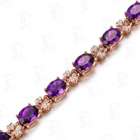 Purple Crystal & Cubic Zirconia Clover Tennis Bracelet