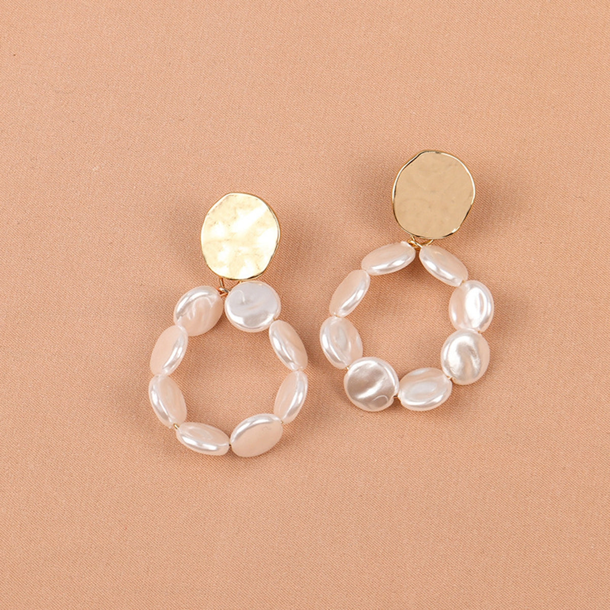 Pearl & 18K Gold-Plated Circle Drop Earrings