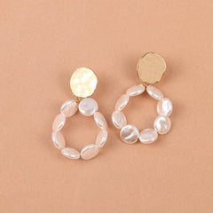 Pearl & 18K Gold-Plated Circle Drop Earrings